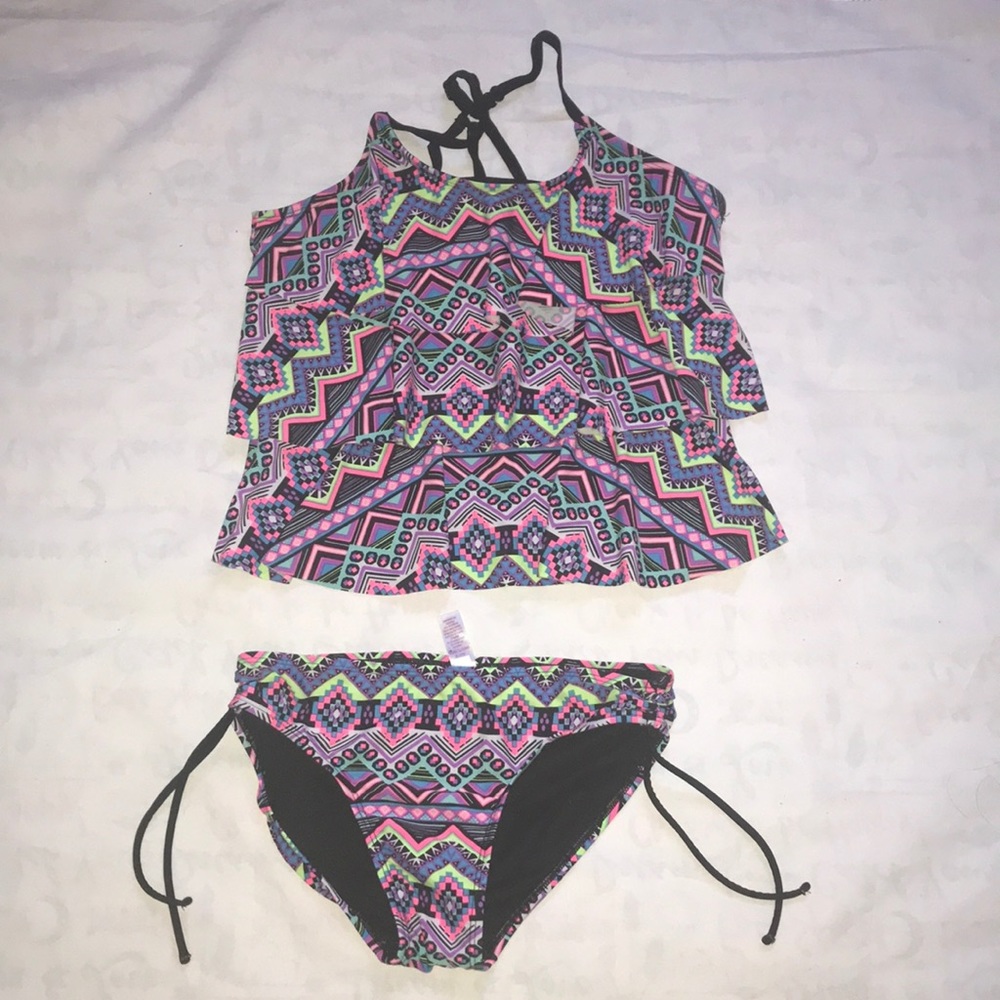 Justice purple beautiful girl swim set size 18.